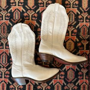 NWT Simons x Boulet White Leather Cowboy Boots